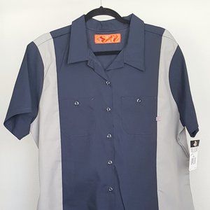 DICKIES Bowling Work Shirt Sz 2XL NWT S/S Gray Black Color Block